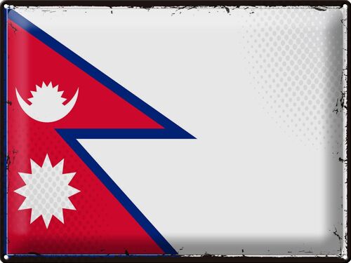 Blechschild Flagge Nepal 40x30cm Retro Flag of Nepal