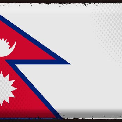 Drapeau en étain du Népal, 40x30cm, drapeau rétro du Népal
