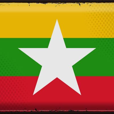 Blechschild Flagge Myanmar 40x30cm Retro Flag of Myanmar