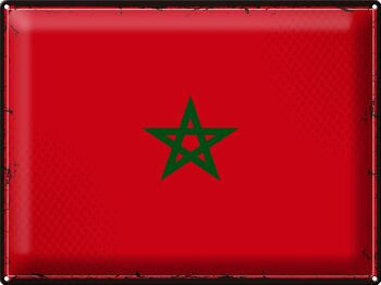 Panneau métallique drapeau maroc 40x30cm, drapeau rétro du maroc 1