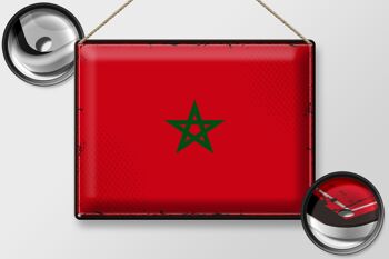 Panneau métallique drapeau maroc 40x30cm, drapeau rétro du maroc 2