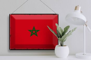 Panneau métallique drapeau maroc 40x30cm, drapeau rétro du maroc 3