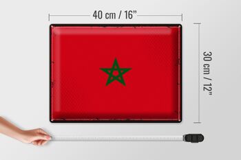 Panneau métallique drapeau maroc 40x30cm, drapeau rétro du maroc 4