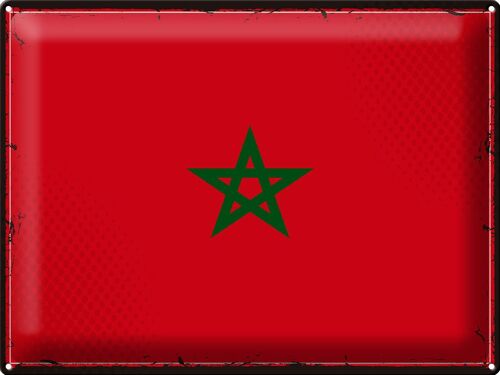 Blechschild Flagge Marokko 40x30cm Retro Flag of Morocco