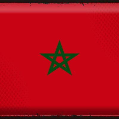 Letrero de Metal Bandera de Marruecos 40x30cm Bandera Retro de Marruecos