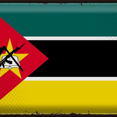 Targa in metallo Bandiera Mozambico 40x30 cm Bandiera retrò Mozambico