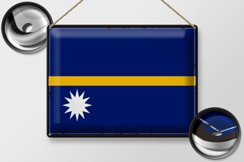 Signe en étain drapeau Nauru 40x30cm, drapeau rétro de Nauru 2