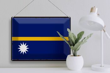 Signe en étain drapeau Nauru 40x30cm, drapeau rétro de Nauru 3