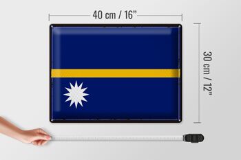 Signe en étain drapeau Nauru 40x30cm, drapeau rétro de Nauru 4