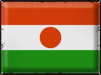 Signe en étain drapeau du Niger 40x30cm, drapeau rétro du Niger 1