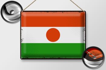 Signe en étain drapeau du Niger 40x30cm, drapeau rétro du Niger 2