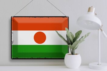 Signe en étain drapeau du Niger 40x30cm, drapeau rétro du Niger 3