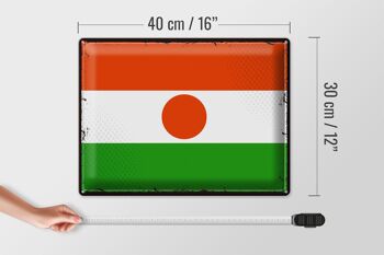 Signe en étain drapeau du Niger 40x30cm, drapeau rétro du Niger 4
