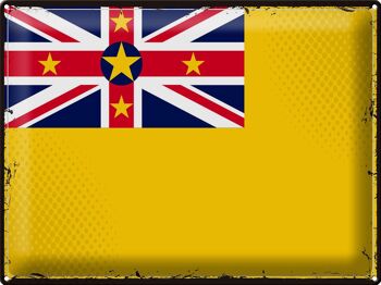 Signe en étain drapeau Niue 40x30cm drapeau rétro de Niue 1