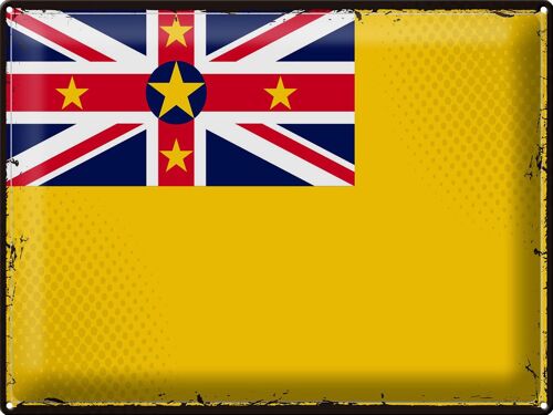 Blechschild Flagge Niue 40x30cm Retro Flag of Niue