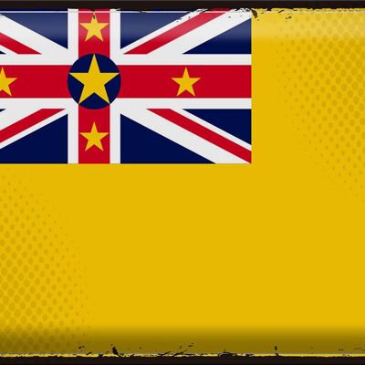 Targa in metallo Bandiera Niue 40x30 cm Bandiera retrò di Niue