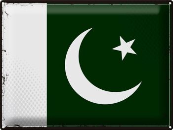 Drapeau en étain du Pakistan, 40x30cm, drapeau rétro du Pakistan 1