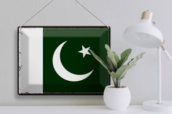 Drapeau en étain du Pakistan, 40x30cm, drapeau rétro du Pakistan 3