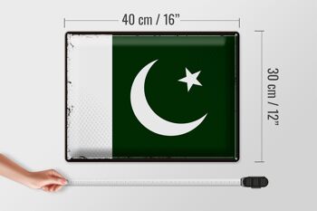 Drapeau en étain du Pakistan, 40x30cm, drapeau rétro du Pakistan 4
