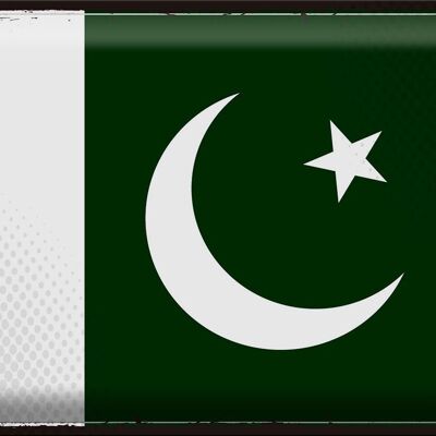 Cartel de chapa Bandera de Pakistán 40x30cm Bandera Retro de Pakistán