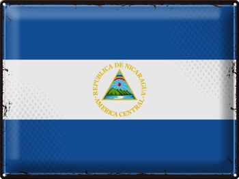 Signe en étain drapeau Nicaragua 40x30cm drapeau rétro Nicaragua 1