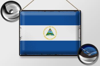 Signe en étain drapeau Nicaragua 40x30cm drapeau rétro Nicaragua 2