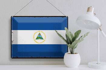 Signe en étain drapeau Nicaragua 40x30cm drapeau rétro Nicaragua 3
