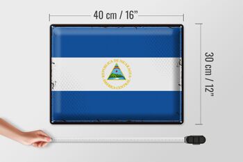 Signe en étain drapeau Nicaragua 40x30cm drapeau rétro Nicaragua 4