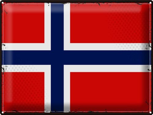 Blechschild Flagge Norwegen 40x30cm Retro Flag Norway