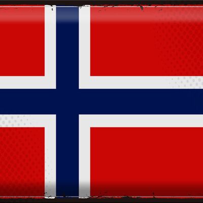 Cartel de chapa Bandera de Noruega 40x30cm Bandera Retro Noruega