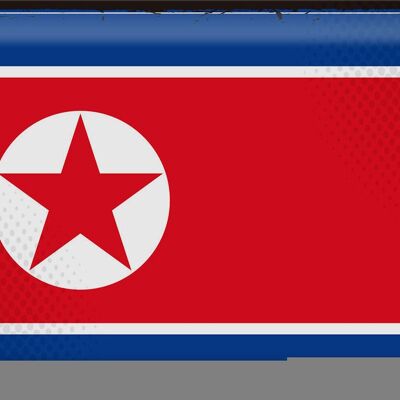 Cartel de chapa Bandera de Corea del Norte 40x30cm Retro Corea del Norte