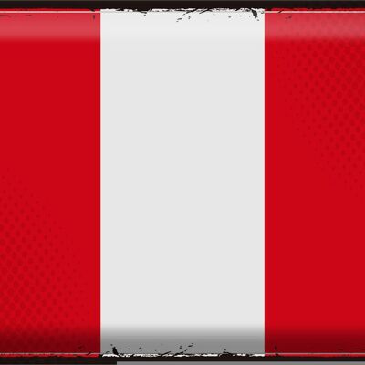 Blechschild Flagge Peru 40x30cm Retro Flag of Peru