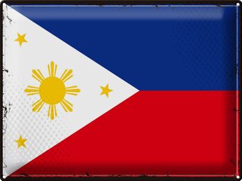 Signe en étain drapeau Philippines 40x30cm rétro Philippines 1