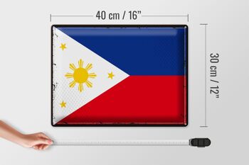 Signe en étain drapeau Philippines 40x30cm rétro Philippines 4
