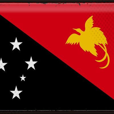 Targa in metallo Bandiera Papua Nuova Guinea 40x30 cm Retro Nuova Guinea