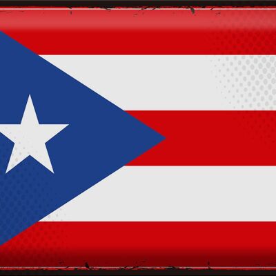 Cartel de chapa Bandera de Puerto Rico 40x30cm Retro Puerto Rico