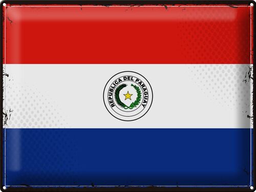 Blechschild Flagge Paraguay 40x30cm Retro Flag of Paraguay