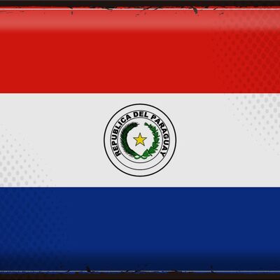 Cartel de chapa Bandera de Paraguay 40x30cm Bandera Retro de Paraguay