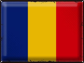 Drapeau en étain de la Roumanie, 40x30cm, drapeau rétro de la Roumanie 1