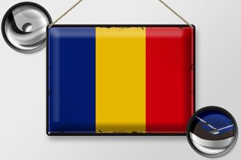 Drapeau en étain de la Roumanie, 40x30cm, drapeau rétro de la Roumanie 2
