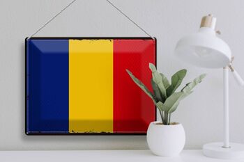 Drapeau en étain de la Roumanie, 40x30cm, drapeau rétro de la Roumanie 3