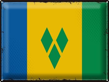 Drapeau en étain rétro de Saint-Vincent Grenadines, 40x30cm 1