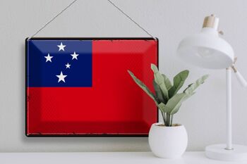 Signe en étain drapeau des Samoa 40x30cm drapeau rétro des Samoa 3