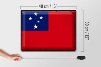 Signe en étain drapeau des Samoa 40x30cm drapeau rétro des Samoa 4