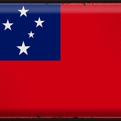 Signe en étain drapeau des Samoa 40x30cm drapeau rétro des Samoa