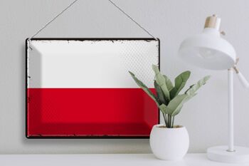 Drapeau en étain de la Pologne, 40x30cm, drapeau rétro de la Pologne 3
