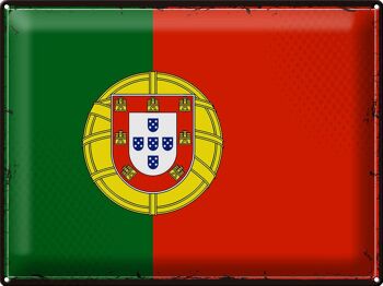 Signe en étain drapeau du Portugal 40x30cm, drapeau rétro du Portugal 1