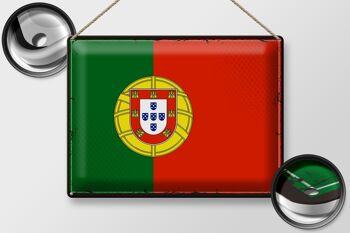 Signe en étain drapeau du Portugal 40x30cm, drapeau rétro du Portugal 2