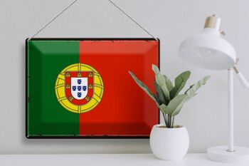 Signe en étain drapeau du Portugal 40x30cm, drapeau rétro du Portugal 3