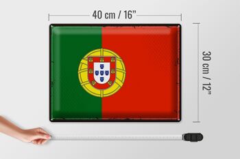 Signe en étain drapeau du Portugal 40x30cm, drapeau rétro du Portugal 4